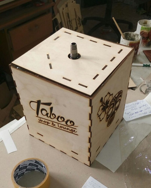 Лазерная резка коробки для кальяна из фанеры